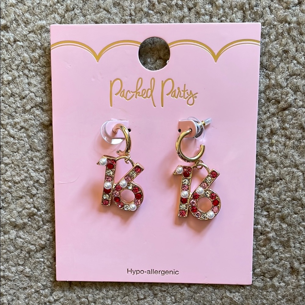 Packed Party Sweet 16th Birthday Earrings